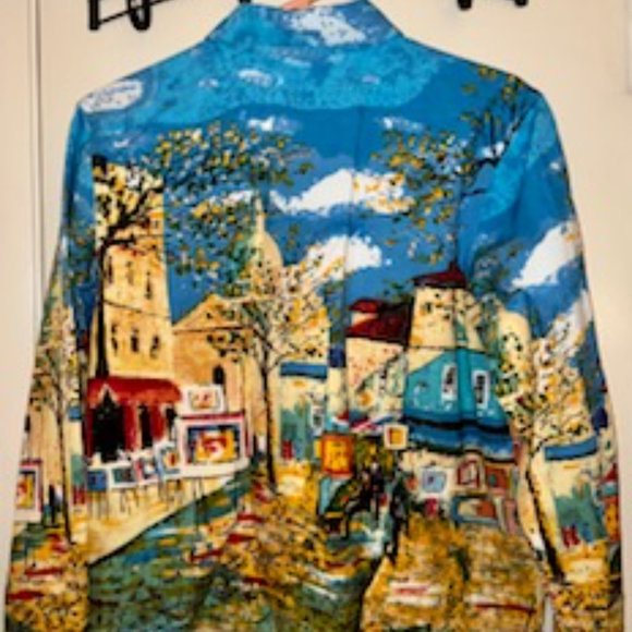 TAKE TWO CLOTHING CO WOMAN'S SZ MED 100% COTTON HANDPAINTED JEAN STYLE JACKET - Picture 3 of 5